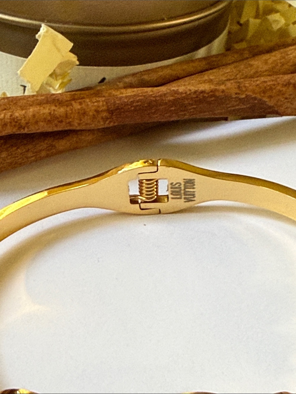 Fashion designer Gold-Tone Logo Crystal Bangle Bracelet - Picture 9 of 10